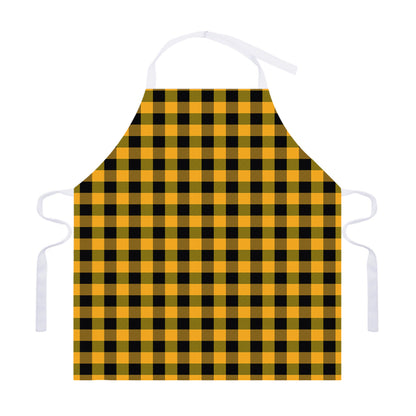 Fire Yellow Buffalo Check Pattern Print Adjustable Apron