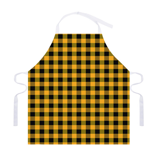 Fire Yellow Buffalo Check Pattern Print Adjustable Apron