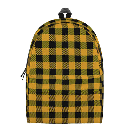 Fire Yellow Buffalo Check Pattern Print Backpack
