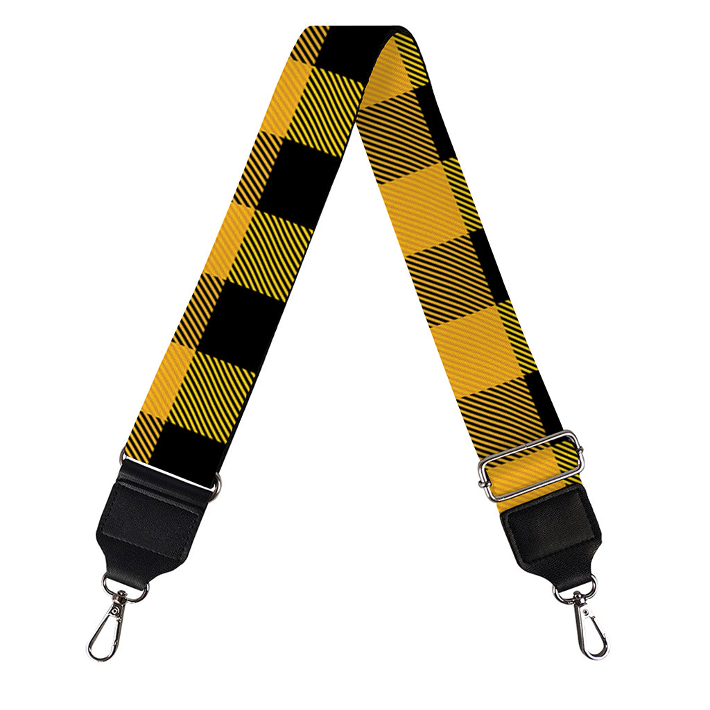 Fire Yellow Buffalo Check Pattern Print Bag Strap