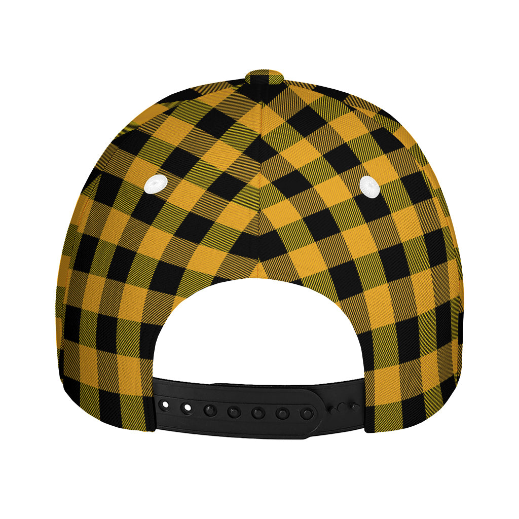 Fire Yellow Buffalo Check Pattern Print Baseball Cap