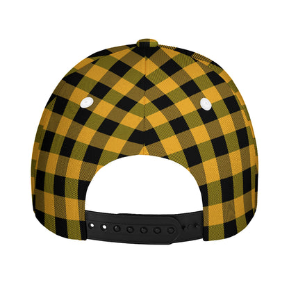 Fire Yellow Buffalo Check Pattern Print Baseball Cap