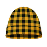 Fire Yellow Buffalo Check Pattern Print Beanie