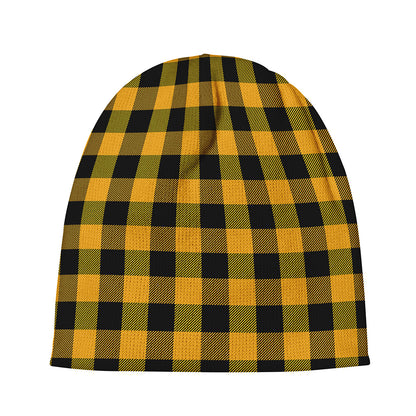 Fire Yellow Buffalo Check Pattern Print Beanie