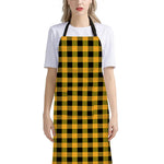 Fire Yellow Buffalo Check Pattern Print Bib Apron With Pocket