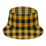 Fire Yellow Buffalo Check Pattern Print Bucket Hat