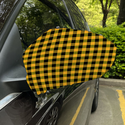 Fire Yellow Buffalo Check Pattern Print Car Side Mirror Covers
