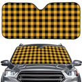 Fire Yellow Buffalo Check Pattern Print Car Windshield Sun Shade