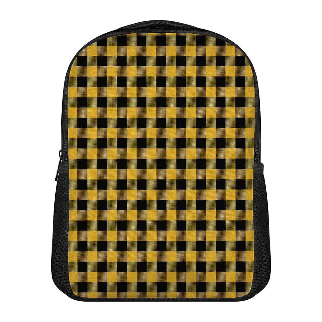 Fire Yellow Buffalo Check Pattern Print Casual Backpack