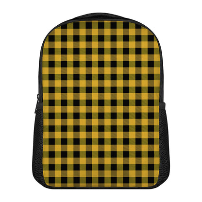 Fire Yellow Buffalo Check Pattern Print Casual Backpack