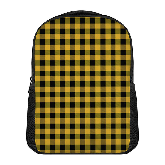 Fire Yellow Buffalo Check Pattern Print Casual Backpack