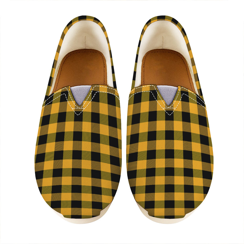 Fire Yellow Buffalo Check Pattern Print Casual Shoes