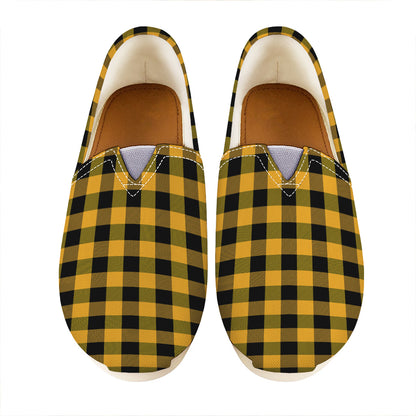 Fire Yellow Buffalo Check Pattern Print Casual Shoes