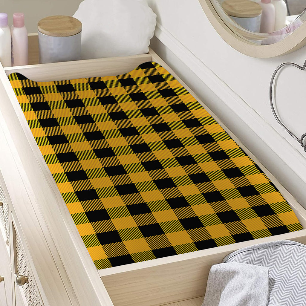 Fire Yellow Buffalo Check Pattern Print Changing Pad Cover