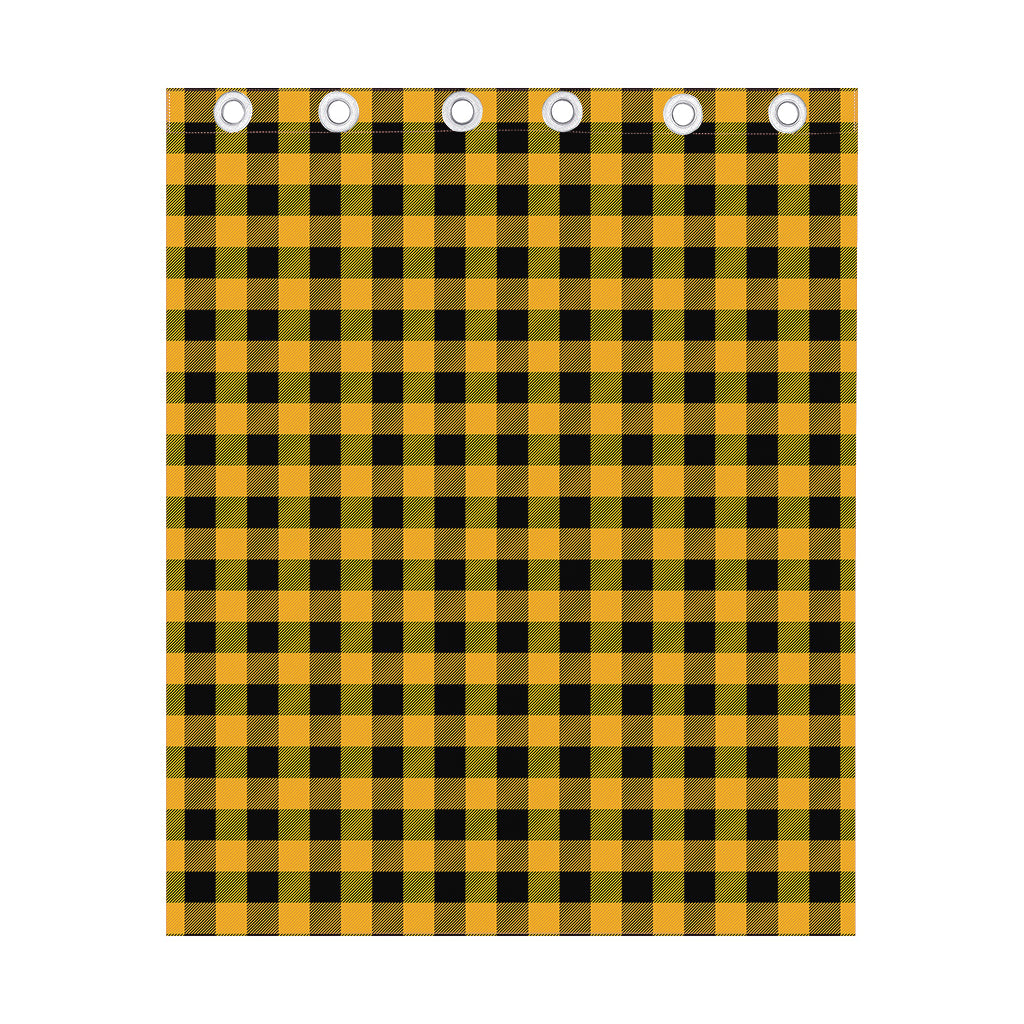 Fire Yellow Buffalo Check Pattern Print Curtain