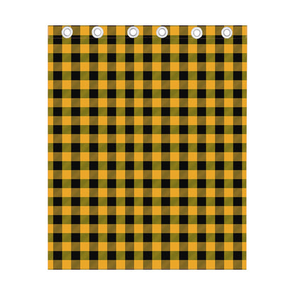 Fire Yellow Buffalo Check Pattern Print Curtain
