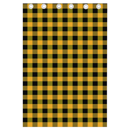 Fire Yellow Buffalo Check Pattern Print Curtain