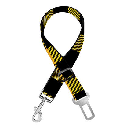 Fire Yellow Buffalo Check Pattern Print Dog Seat Belt