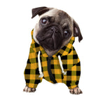 Fire Yellow Buffalo Check Pattern Print Dog Zip Up Hoodie