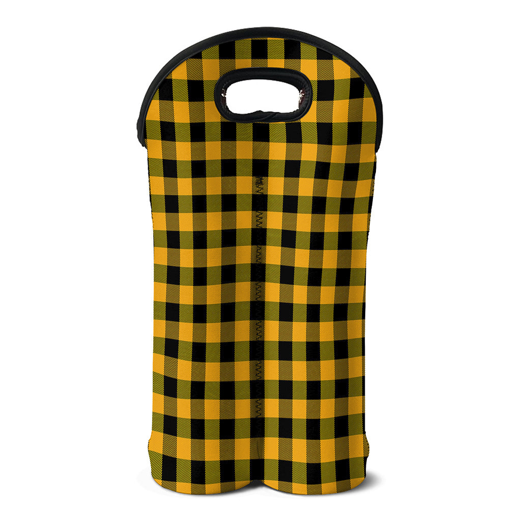 Fire Yellow Buffalo Check Pattern Print Double Neoprene Wine Tote
