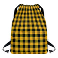 Fire Yellow Buffalo Check Pattern Print Drawstring Backpack
