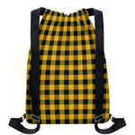Fire Yellow Buffalo Check Pattern Print Drawstring Backpack