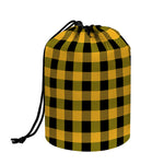 Fire Yellow Buffalo Check Pattern Print Drawstring Makeup Bag