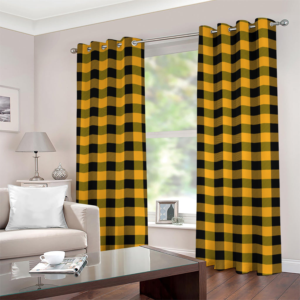 Fire Yellow Buffalo Check Pattern Print Grommet Curtains