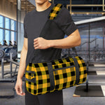 Fire Yellow Buffalo Check Pattern Print Gym Bag