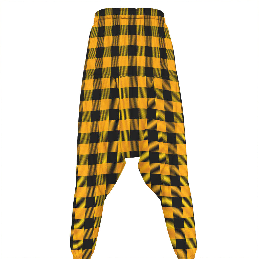 Fire Yellow Buffalo Check Pattern Print Hammer Pants