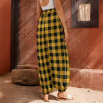 Fire Yellow Buffalo Check Pattern Print Harem Pants