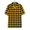 Fire Yellow Buffalo Check Pattern Print Hawaiian Shirt