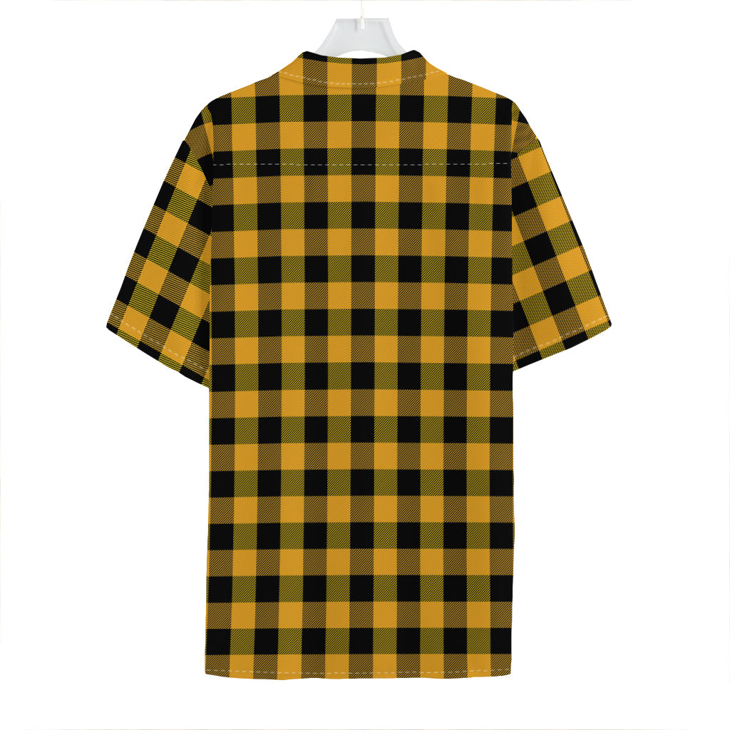 Fire Yellow Buffalo Check Pattern Print Hawaiian Shirt