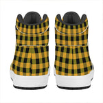 Fire Yellow Buffalo Check Pattern Print High Top Leather Sneakers