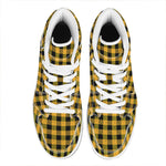 Fire Yellow Buffalo Check Pattern Print High Top Leather Sneakers