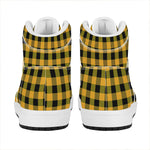 Fire Yellow Buffalo Check Pattern Print High Top Leather Sneakers