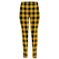 Fire Yellow Buffalo Check Pattern Print High-Waisted Pocket Leggings