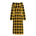 Fire Yellow Buffalo Check Pattern Print Hooded Bathrobe