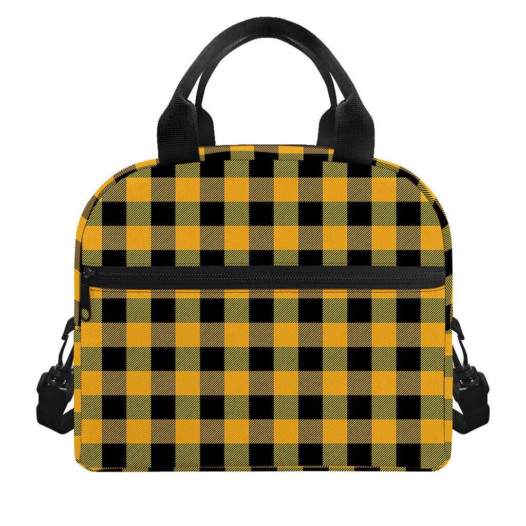Fire Yellow Buffalo Check Pattern Print Insulated Lunch Bag