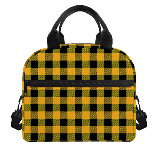 Fire Yellow Buffalo Check Pattern Print Insulated Lunch Bag
