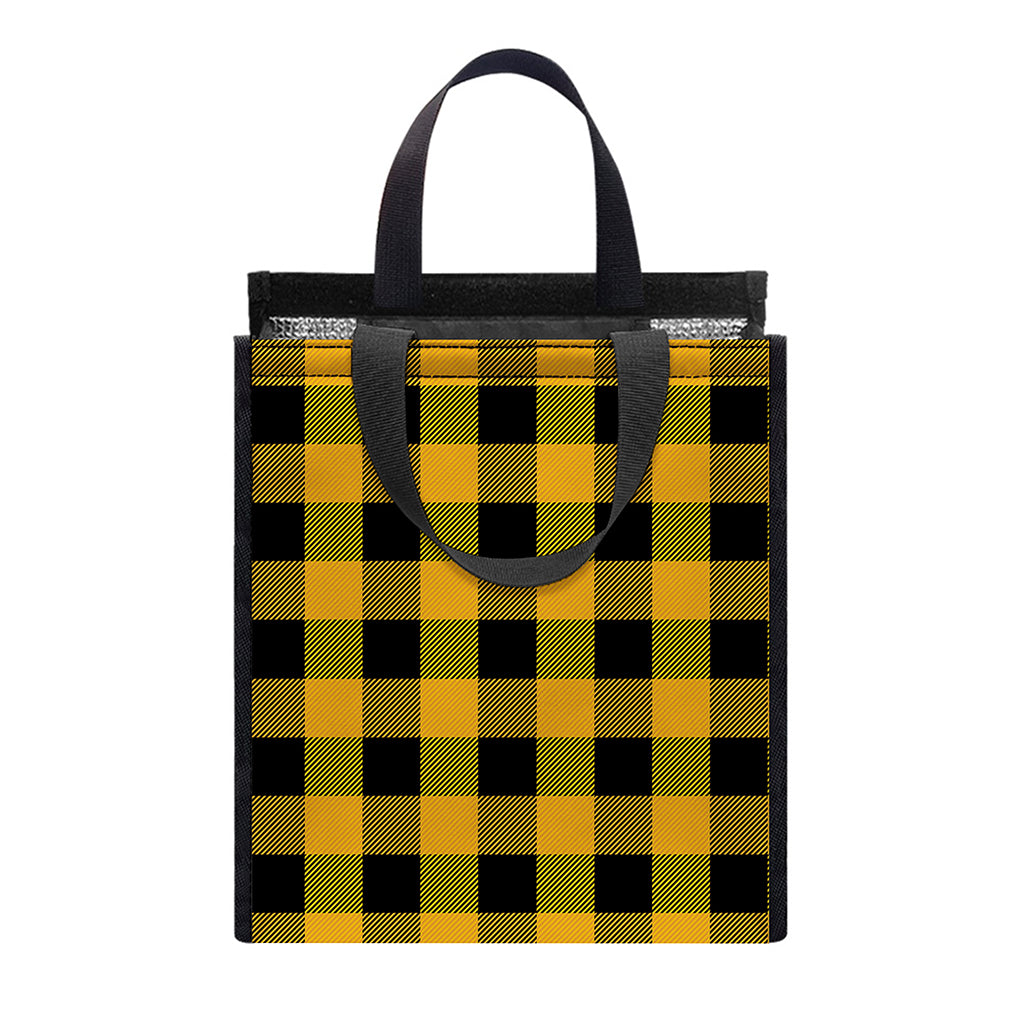 Fire Yellow Buffalo Check Pattern Print Insulated Lunch Tote