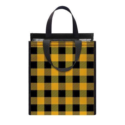 Fire Yellow Buffalo Check Pattern Print Insulated Lunch Tote