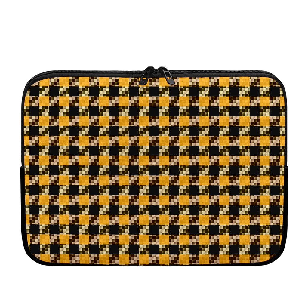 Fire Yellow Buffalo Check Pattern Print Laptop Sleeve