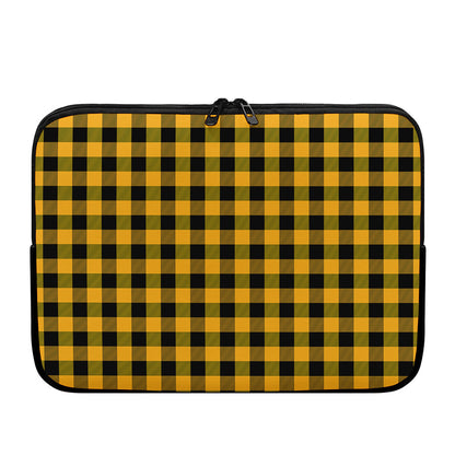 Fire Yellow Buffalo Check Pattern Print Laptop Sleeve