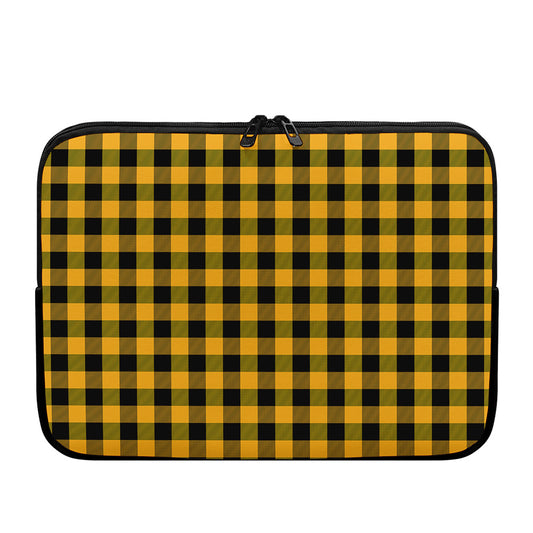 Fire Yellow Buffalo Check Pattern Print Laptop Sleeve