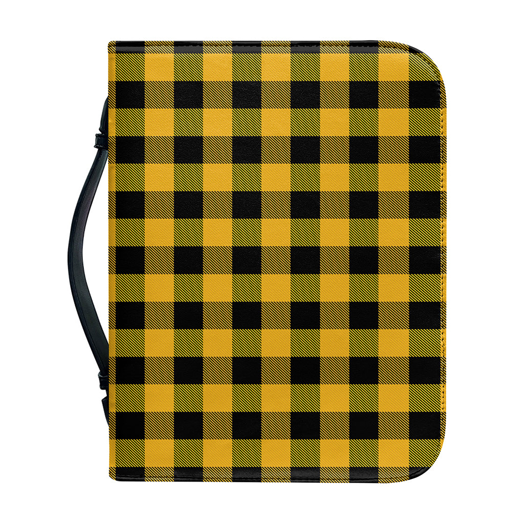 Fire Yellow Buffalo Check Pattern Print Leather Bible Cover