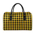 Fire Yellow Buffalo Check Pattern Print Leather Duffel Bag