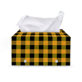 Fire Yellow Buffalo Check Pattern Print Leather Tissue Box Cover