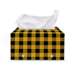 Fire Yellow Buffalo Check Pattern Print Leather Tissue Box Cover