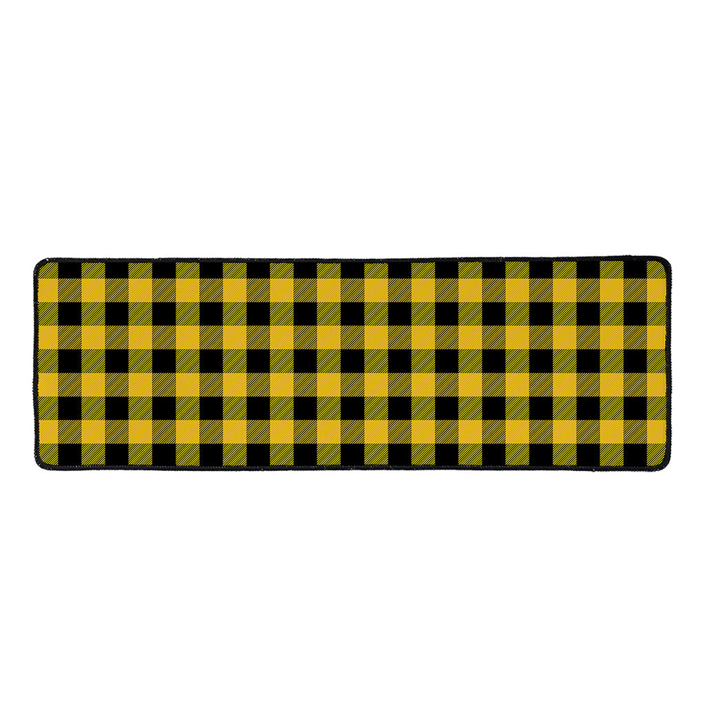 Fire Yellow Buffalo Check Pattern Print Long Kitchen Mat